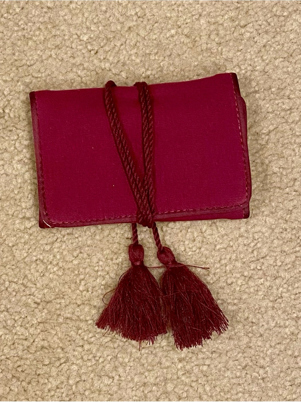 Sezane Burgundy Travel Jewelry   Case with Tassels. New.